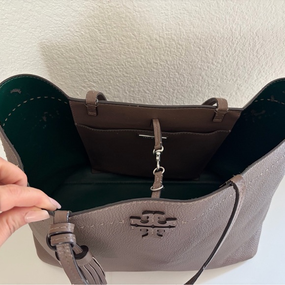 Authentic Tory Burch McGraw Tassel Leather Tote in Brown - Picture 2 of 11